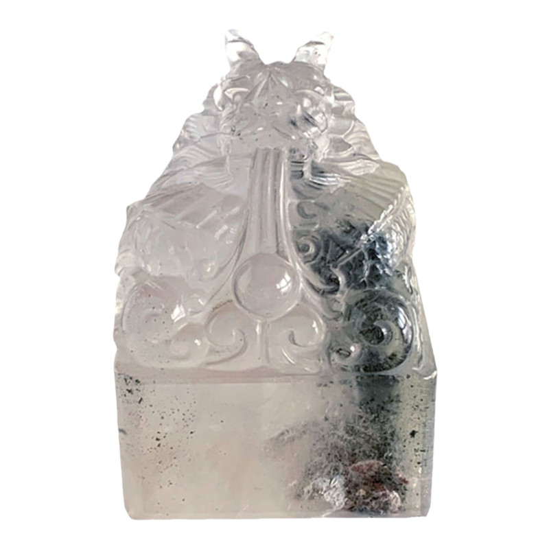 大号天然绿幽灵雕刻蟠龙印章玉玺