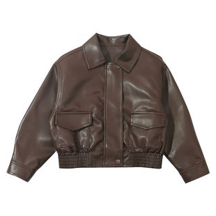 女童外套春秋款2025儿童中大童洋气皮衣机车宝宝PU皮夹克加绒上衣