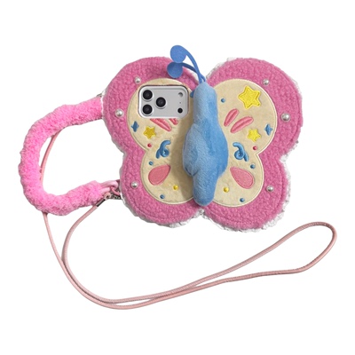 珍珠粉蝴蝶iPhone翻盖镜子手机壳