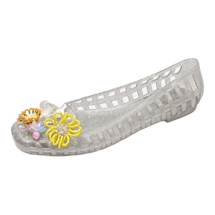 星期六软底果冻水晶鞋女款春夏新款花朵罗马凉鞋一脚蹬单鞋子