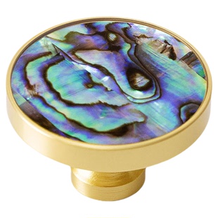 不止铜匠黄铜金色天然贝壳纹理圆形衣柜门把手橱柜抽屉拉手高级感