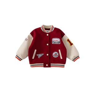 男童外套新年红色衣服2026春季新款女童棒球服儿童过年上衣夹克潮