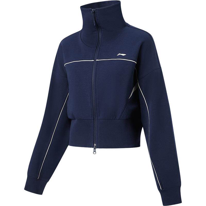 李宁吸汗立领女开衫无帽卫衣