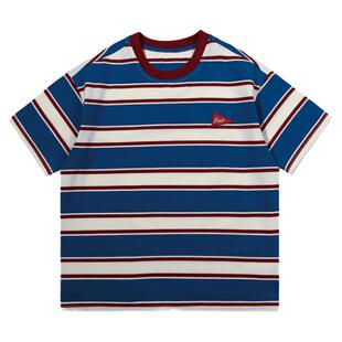男童条纹T恤儿童短袖夏季童装嘻哈街舞宽松上衣男孩半袖洋气潮酷