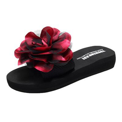 百搭新款网红防滑海边花朵拖鞋