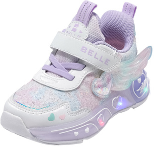 百丽童鞋女童新年灯鞋儿童运动闪灯鞋女宝发光鞋秋冬季公主鞋马年