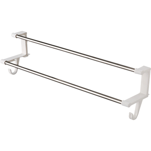 免打孔壁挂毛巾架卫生间手巾架吸盘式浴室厨房抹布架晾毛巾杆双杆