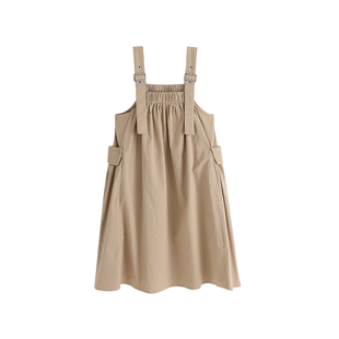 布丁哈鲁春装女童连衣裙2026春秋新款儿童休闲洋气大童工装背带裙