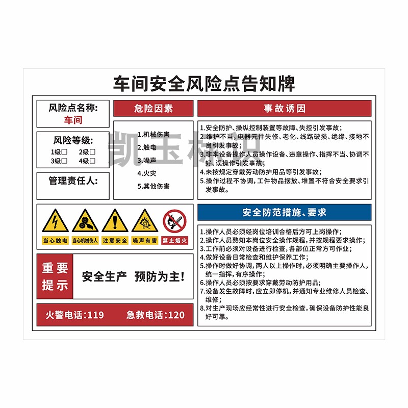 岗位安全风险告知牌PVC