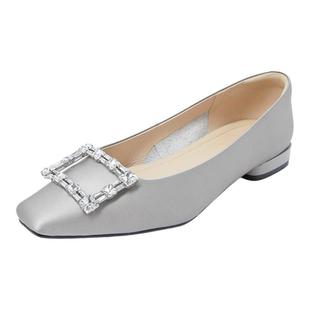 康莉rv方扣单鞋女2025年春季新款商场同款优雅尖头平底法式女鞋