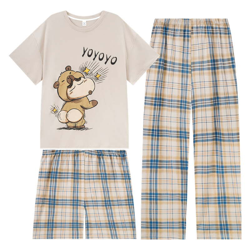 夏季情侣纯棉短袖卡皮巴拉家居服