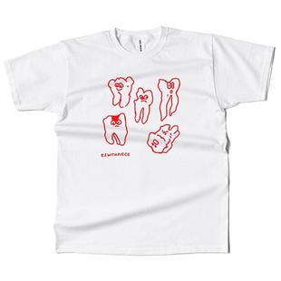 ODD/等我刷个小牙齿可爱夏季短袖百搭圆领纯棉宽松T恤女新款情侣