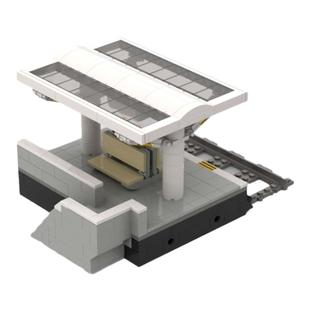 小积木颗粒MOC火车站台铁路铁轨月台创意摆件趣味模拟场景零配件
