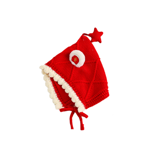 婴儿帽子秋冬季保暖护耳帽婴幼儿男宝针织帽红色新年女宝宝毛线帽