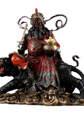 赵公明纯铜彩绘五路财神开业礼品