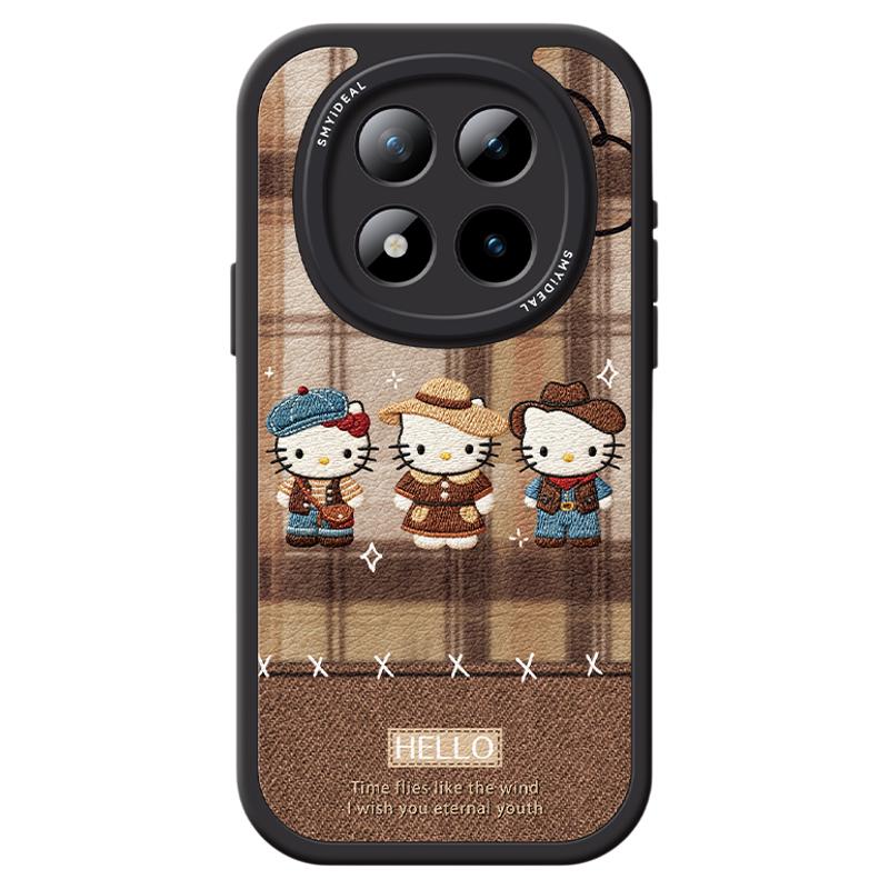 适用红米note15pro手机壳女款note14保护套小米小羊皮note11pro硅胶防摔13por+全包redmi棕色12turbo超火KT猫