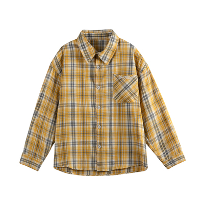 TIRED美式格子长袖衬衫高级感慵懒风秋季衬衣外套街头休闲上衣潮