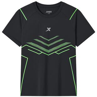 特步童装夏季新款中大童透气速干儿童运动短袖男童套头圆领短T恤