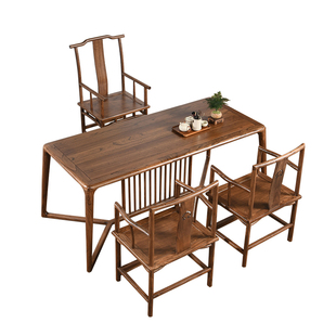 茶桌椅组合老榆木茶台茶室新中式实木茶桌禅意阳台泡茶桌书桌一体