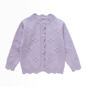 女童针织开衫春秋款2025新款中大童儿童毛衣外套洋气春季薄款线衣