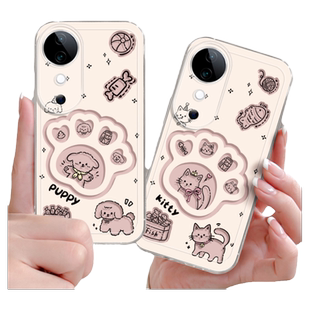 适用vivos20手机壳女款s19pro保护套vivo s16e全包18防摔s15/s12/s10硅胶透明软s17外壳可爱s9镂空猫爪新款
