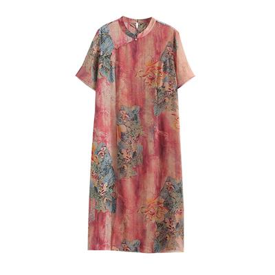 妈妈夏装中式连衣裙雪纺纱裙