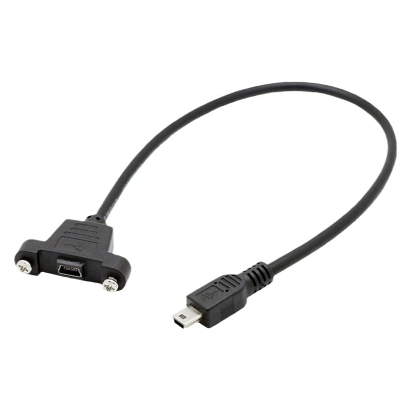 CY辰阳Micro Mini USB母带螺丝孔可固定面板线带耳朵公对母延长线