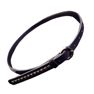 乔安家 欧美风朋克铆钉个性百搭黑色小皮带，细腰带细皮带女式潮