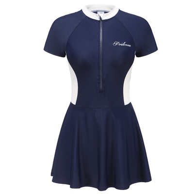 pridonna深蓝系列连体裙式泳衣