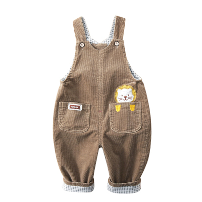 婴儿背带裤春秋双层纯棉宝宝裤子