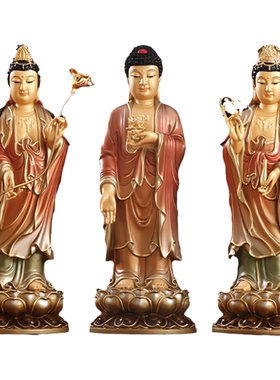 铜雕太古彩西方三圣站像家居摆件