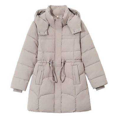 羽绒棉服女中长款2025冬季新款加厚妈妈外套保暖收腰小个子棉衣