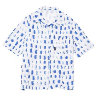 STILLYOU中性街头个性海浪度假风扎染短袖花衬衫男女情侣宽松上衣