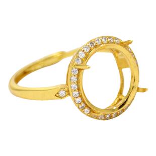 S925纯银戒指空托女款四爪圆形DIY玉石珍珠镶嵌56789101112131415