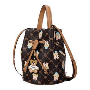 丹尼熊斜挎包包女包手拎斜挂包小包水滴水桶包通勤休闲时尚格子