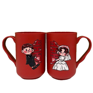 结婚漱口杯一对红色喜庆用品创意新婚陪嫁洗漱杯套装牙刷杯子礼物