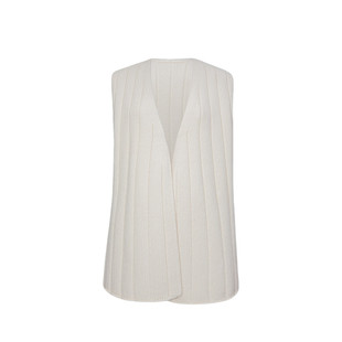 嫚渡|100%山羊绒轻奢V领无袖中长款宽松漂白色山羊绒衫