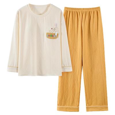 女士纯棉春秋款带胸垫睡衣家居服