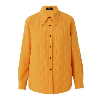 AUM噢姆冬季橙黄色休闲保暖上衣优雅棋盘格棉服