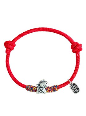 马年本命年999足银招财马手工编织手绳男女简约百搭纳福红绳编绳