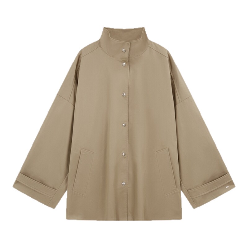 Tommy女装通勤按扣立领宽松夹克