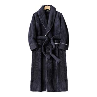 双面加绒睡袍加厚冬季男士睡衣保暖情侣浴袍长毛绒女加长款家居服