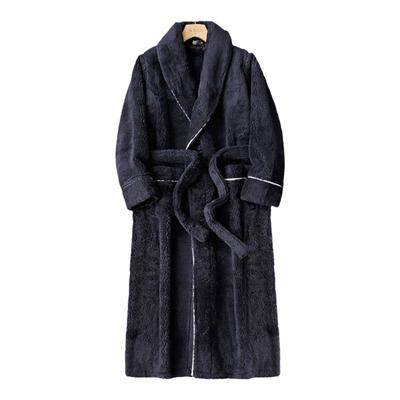 双面加绒睡袍加厚冬季男士睡衣保暖情侣浴袍长毛绒女加长款家居服