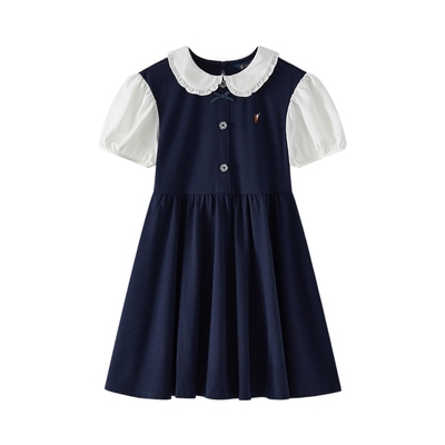 连衣裙大学院风翻领童装短袖女童