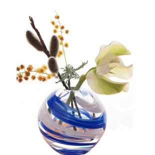 日本硝子ADERIA津轻手工彩手鞠彩色玻璃球型花瓶插花圆球型花瓶