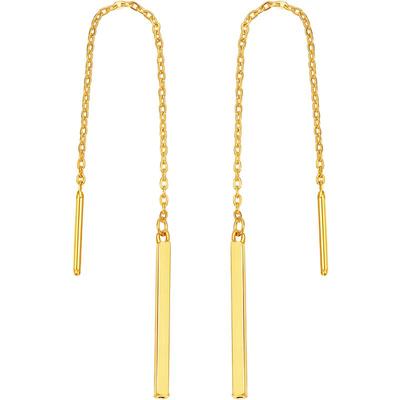 黄金足金简约竖条时尚婚嫁耳钉