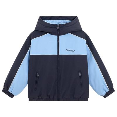 撞色拼接运动防水连帽冲锋衣棉服