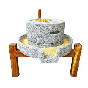 家用花岗岩小石磨传统工艺手推磨天然石头磨盘雕塑商用电动石磨子