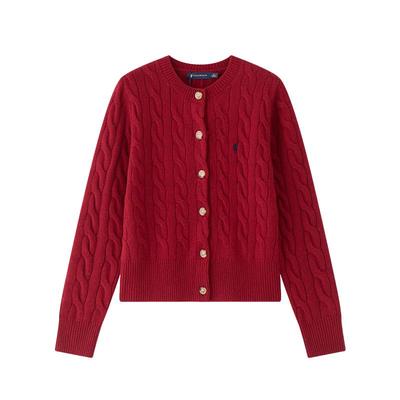 POLOWALK女士红色羊毛衫针织开衫