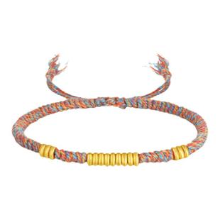 周大生盘缠黄金碎碎金手链足金硬金彩色编绳手绳新年礼物送女朋友